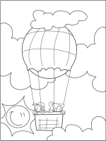 A coloring page of hot air balloon